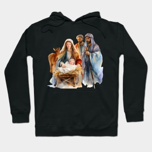 Watercolor Nativity Scene Hoodie